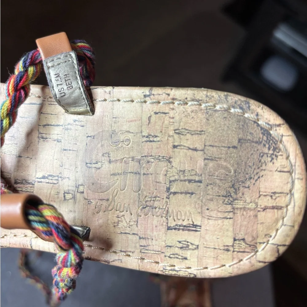 Circus by Sam Edelman Beth Sandals Colorful Braided Cork Size 7.5 Boho Summer